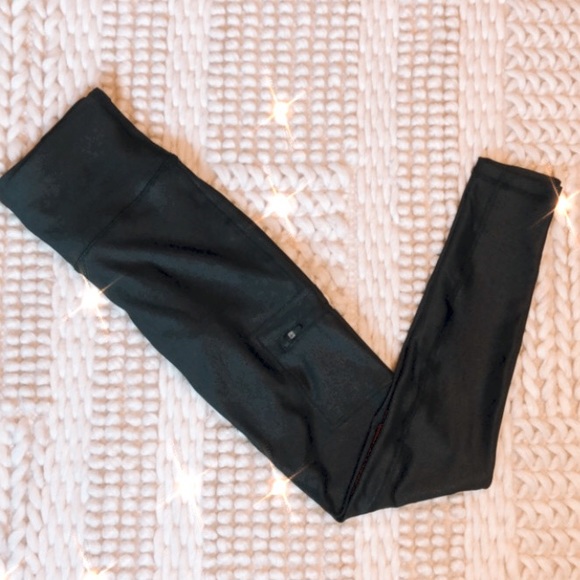 High Waisted Faux Leather Athletic Leggings - Picture 10 of 12